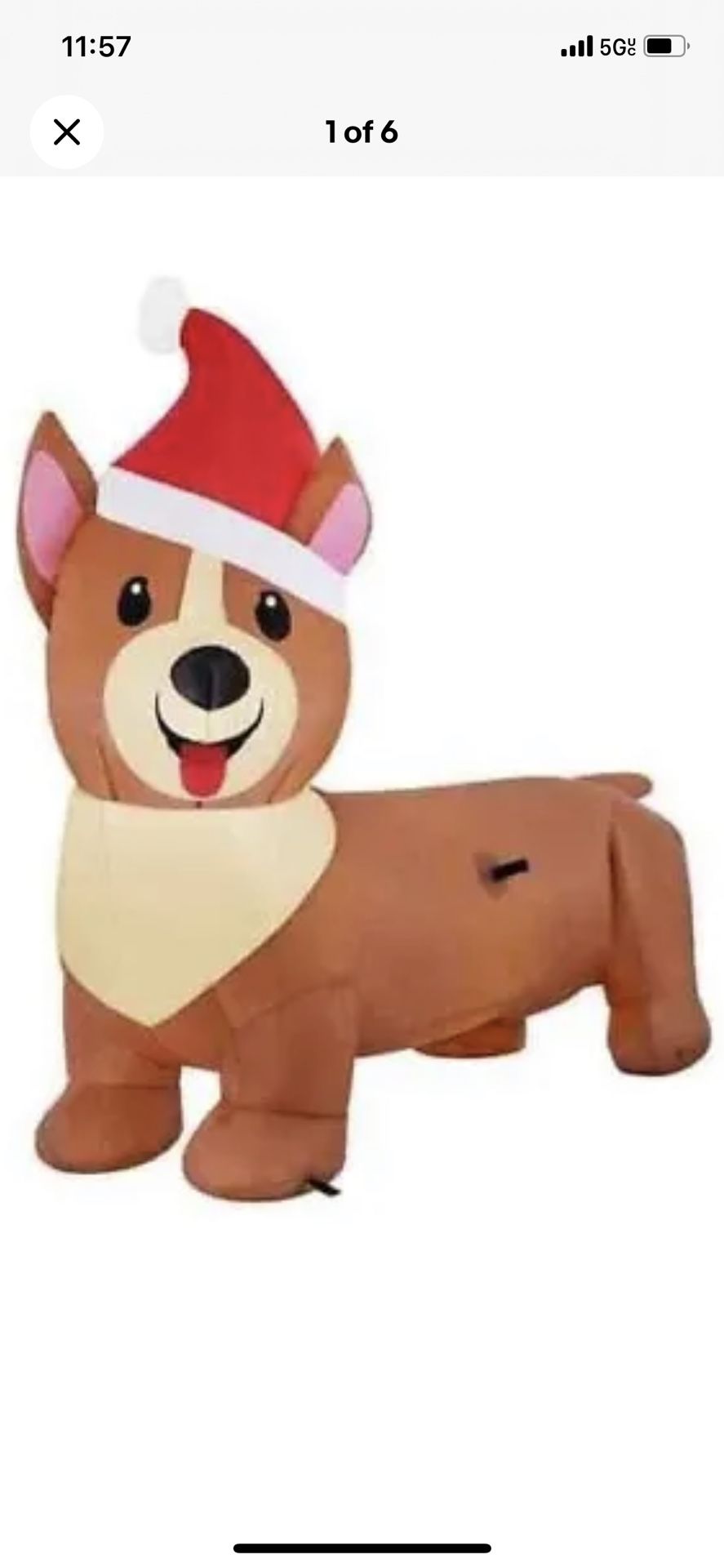 6’ Corgi Christmas Inflatable