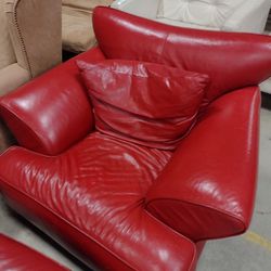 Modern Red Lounge Chair With Ottoman