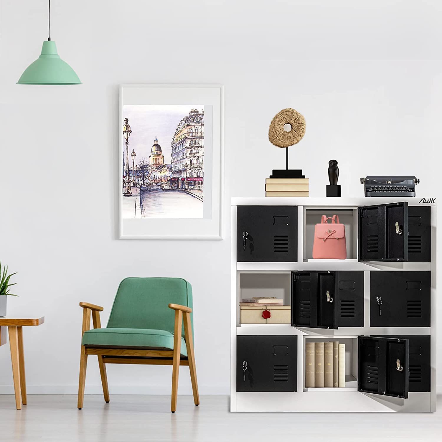 Metal Locker Storage Cabinet with Doors, 36''H Cabinet Organizer