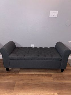 Charcoal Gray Tufted Storage Bench / Ottoman