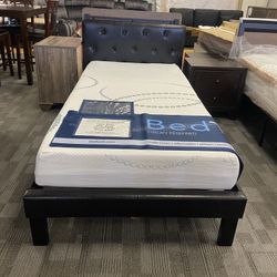 Twin Platform Bed Frame With 10in Gel Memory Foam Mattress