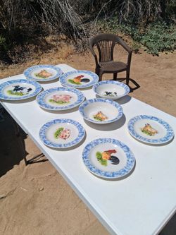 Farm Animal Ceramic Plate and Bowl Set