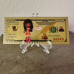 24k Gold Foil Plated orange blossom Strawberry Shortcake Banknote Cartoon Collectible 