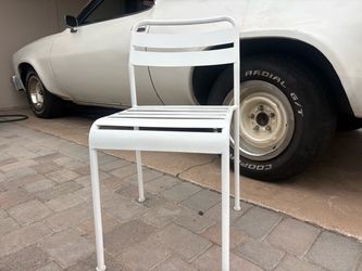 White Metal Slat Outdoor Chair