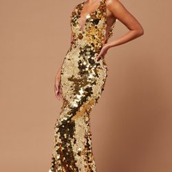 Gold Big Sequin Dress