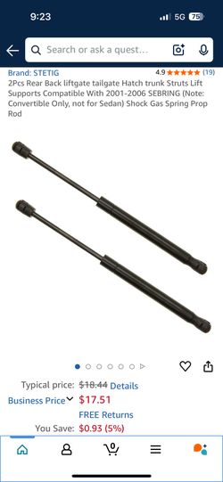 2Pcs Rear Back liftgate tailgate Hatch trunk Struts Lift Supports