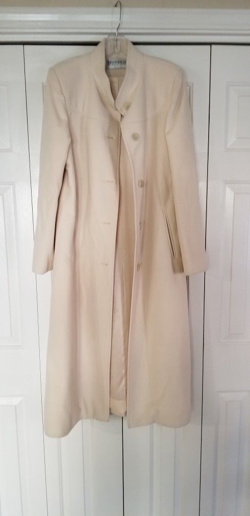 Cream Calf Length Coat