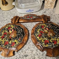 Vintage Japanese Wooden Trivets Hanger Set Mid Century 