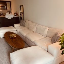 134” Wide Reversible Modular Sofa & Chaise With Ottoman