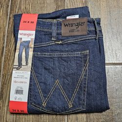 ☆NEW☆ Wrangler 34x30 Dark Blue Denim Jeans  Regular Fit