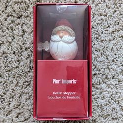 NEW Pier 1 Imports festive Santa Claus wine bottle stopper Christmas holiday themed reusable cork