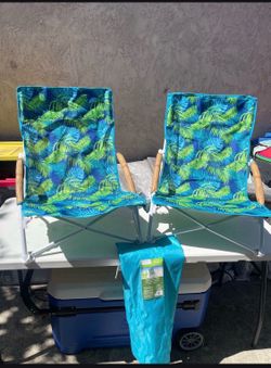 Mainstays Folding Low Seat Soft Arm Beach Bag Chair with