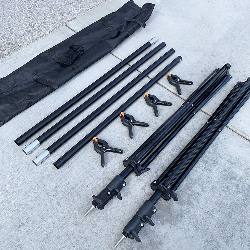(New) $40 Heavy Duty Backdrop Stand 8.5x10 FT with Carry Bag and Clips