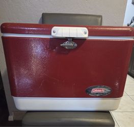 Coleman Steel Belted Cooler Red
