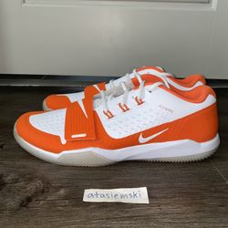 Nike Alpha Menace Turf Flywire Low Football Shoes White Orange BV3997-105 Sz 13