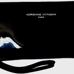 Adrienne Vittadini Charging Zip Around Wallet Wristlet - iPhone Android - Black Patent