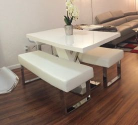 Dining table and benches