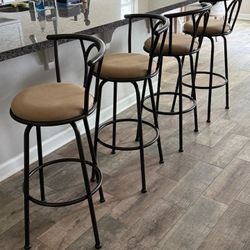 Homy Casa Brown Swivel Counter Height/Bar Height Stools with Cushioned Seat -For Kitchen Islands and Home Bars