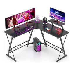 L Shaped Gaming Desk Corner Table + Stand