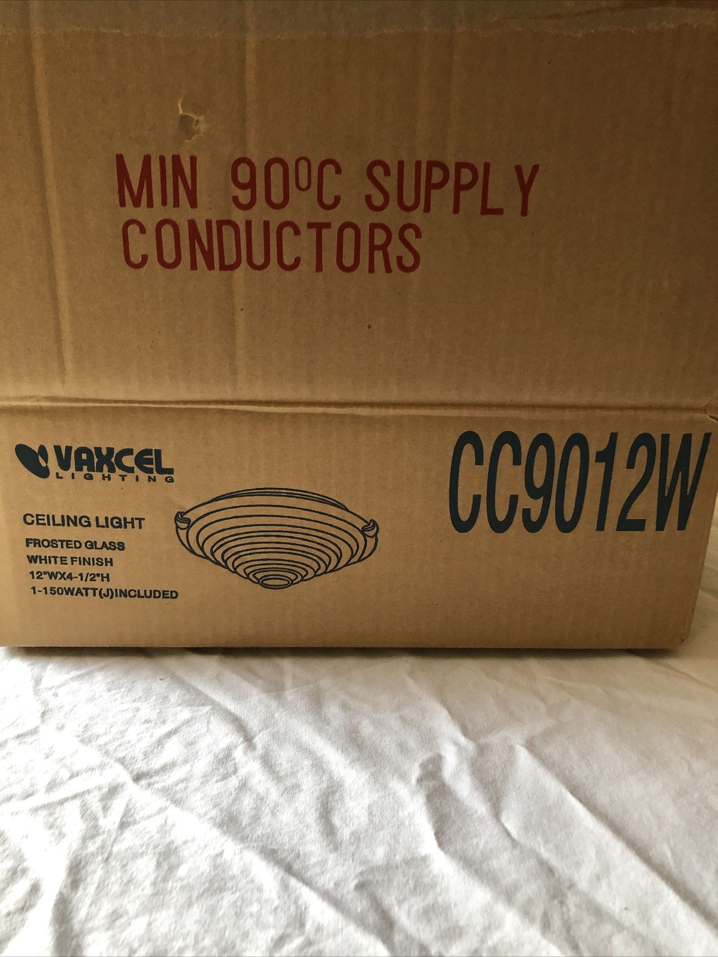 Vaxcel Lighting, Ceiling Light, White Finish, Frosted Glass Flush Mount - NEW