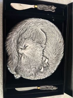 Vintage Arthur Court 1992 Sleeping Cat Aluminum Plate