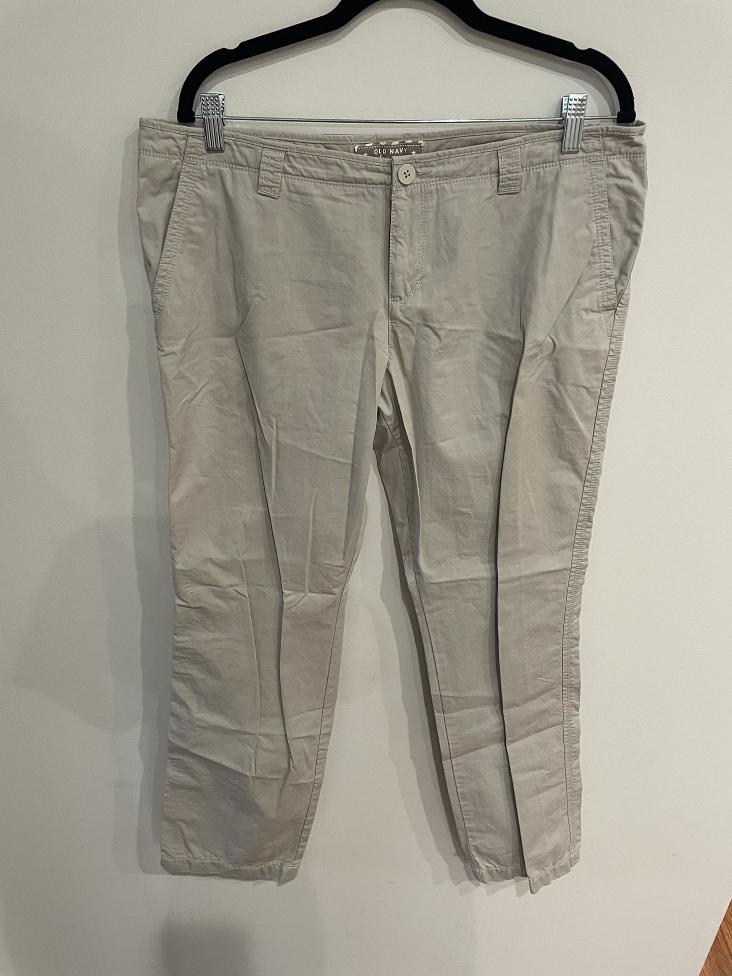 Vintage Womens Old Navy Khaki Pants Boot Cut Low Waist Zipper Pockets Size 12