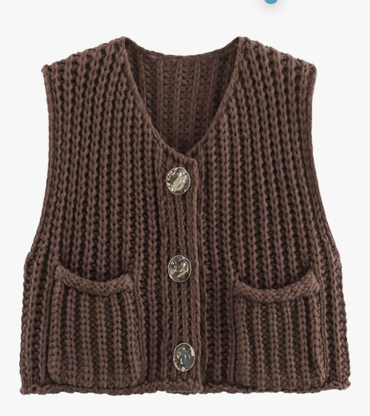 🆕 Women’s Cropped Sweater Vest Cute Crewneck Button Down Sleeveless Crop Knit Cardigan with Pocket