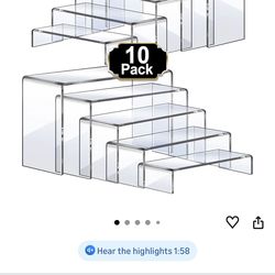 Acrylic Clear Shelf Risers set of 10 New in box