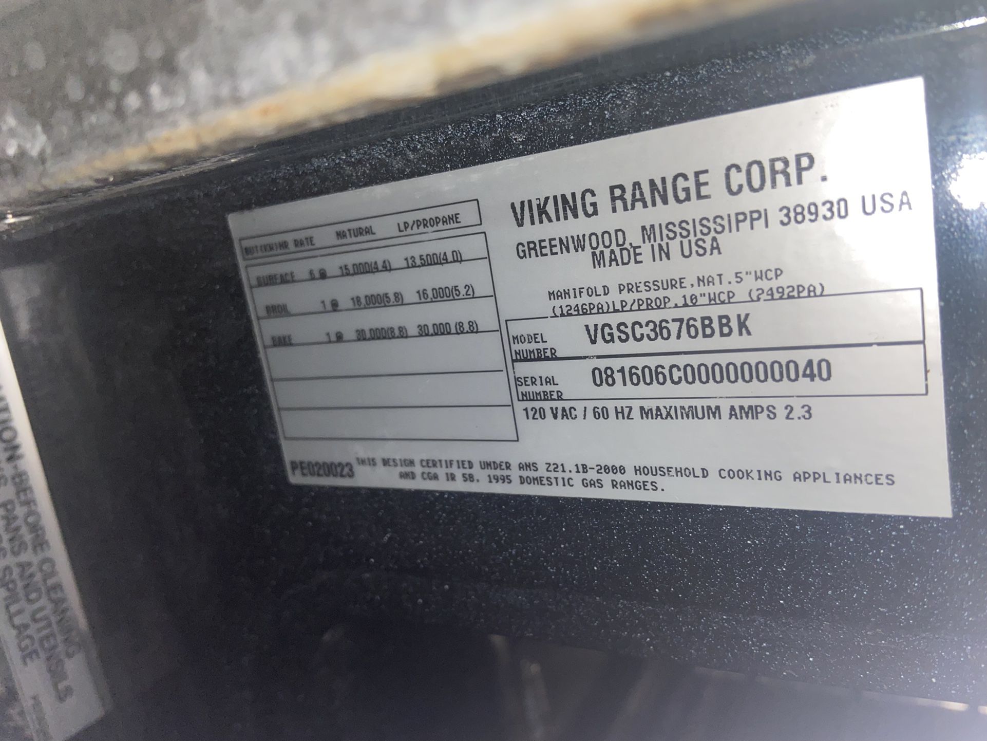 Viking Black Refrigerator + Gas Range