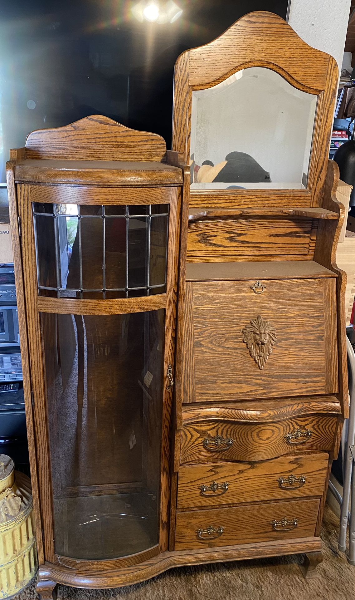 Secretary Writing Desk Cabinet Antique Victorian