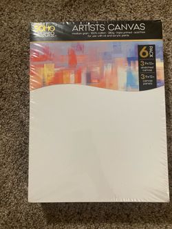 6 sealed white canvases