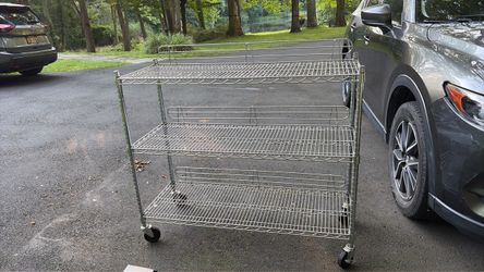 Metal rolling shelving cart