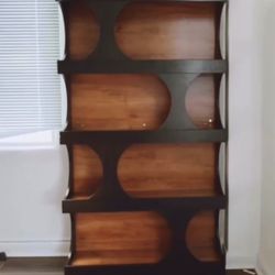 71" Bookshelf, 4-Tier S-Shaped Bookcase Freestanding Display Shelves