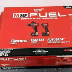 Milwaukee 3697-22 M18 Fuel Brushless Hammer Drill & Impact Driver Kit New Gen 4