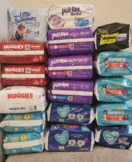 Baby Diapers Training Pants And Swim Diapers Sizes 1,2,3,4, 2T-3T, 4T-5T, 5 and 6
