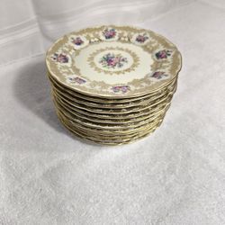 Set of 12 Bohemia Royal Ivory "Windsor Noblesse" Dessert Plates - Made in Czechoslovakia