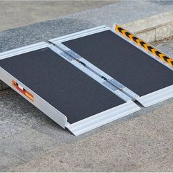 2FT Portable Wheelchair Ramp for Home Steps, Non-Skid Aluminum Ramp 800LBS Capacity, with Handle,Applicable 2-6"H, Easy Storage, No Set Up