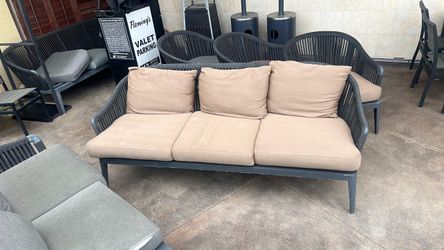 Outdoor Rope Weave 3-Seat Patio Sofa