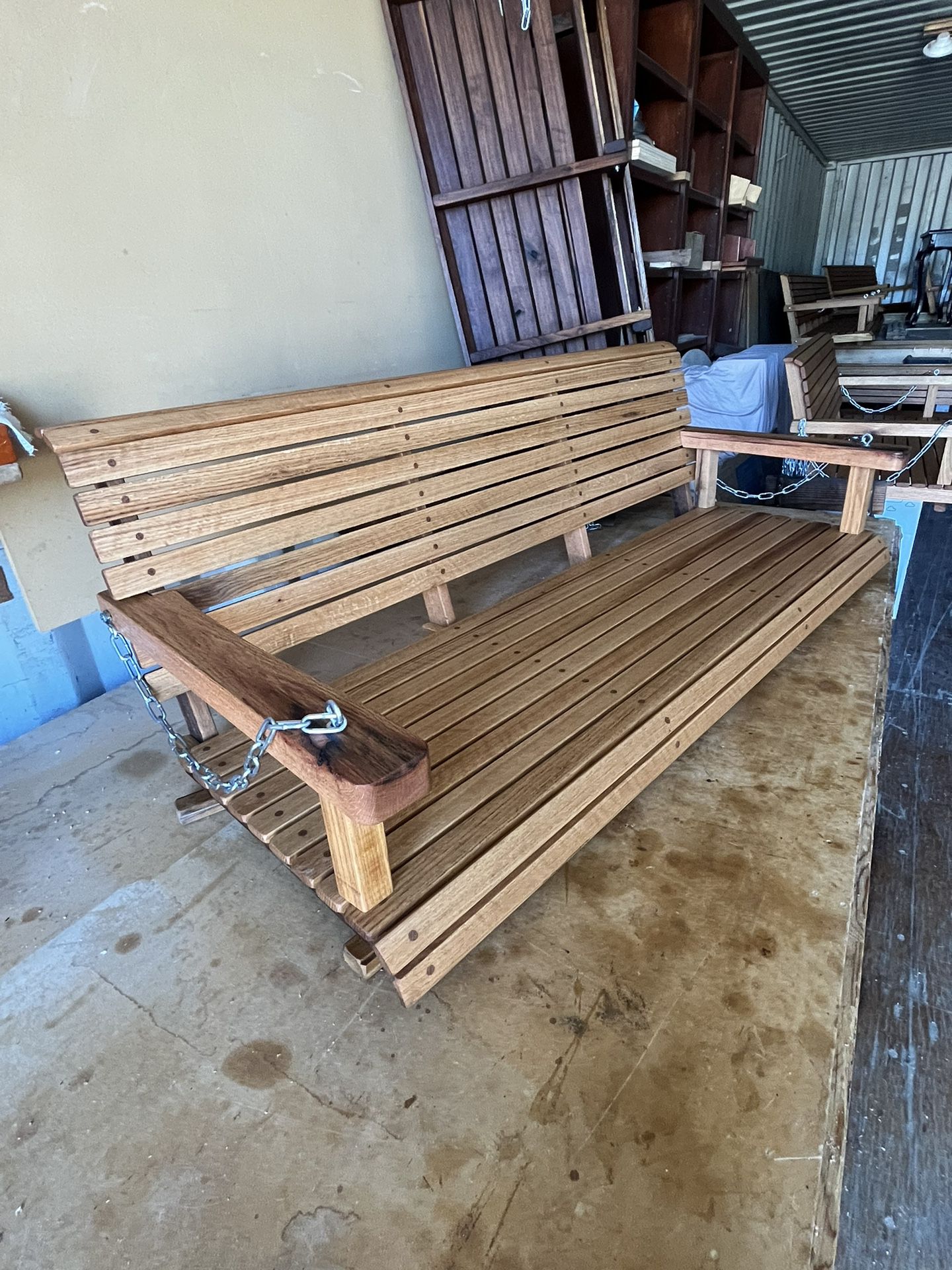 RUSTIC RED OAK PORCH SWING 60” Wide, With Chain $400