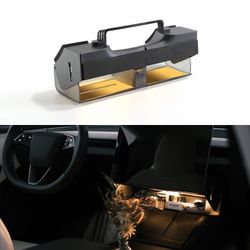 Hidden Magnetic Under Screen Storage Box For Tesla Model 3 Highland 2024+/Model Y Juniper 2025+, Console Organizer Dashboard Tissue Holder With Warm W