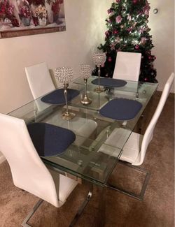 Elegant Silver & Glass Dining Room Table – Excellent Condition