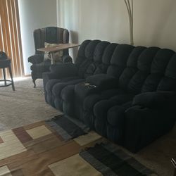 Nice Couch  Recliner ( Suede) 