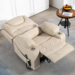Oversized Lazy Boy Recliner Chair, 2 Motor Leather Recliner, Nursing Lift Chair with Massage and Lumbar Heating, Functional Adult Power Recliner with 