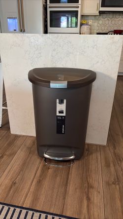 Simplehuman 50L/13 gallon Brown/Gray Semi Round Trash Can Brand New