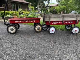Red wagon vintage steel
