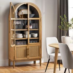 Enzo storage cabinet rattan cabinet doors kitchen living room bookcase furniture wood arch shelves 