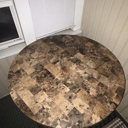 Tall, Stone, Dark Marble, Sturdy Kitchen Table.