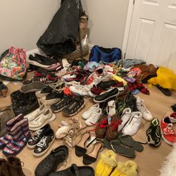 Many Different Styles, Sizes Of Shoes, Snickers, And Sandals,  Too Many To Show Some Clothes In Very Good Conditions ( NO SHIPPING)