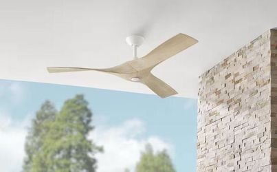 Hampton Bay Blaire 52 in. Indoor/Outdoor White Ceiling Fan with Natural and Warm White Blades