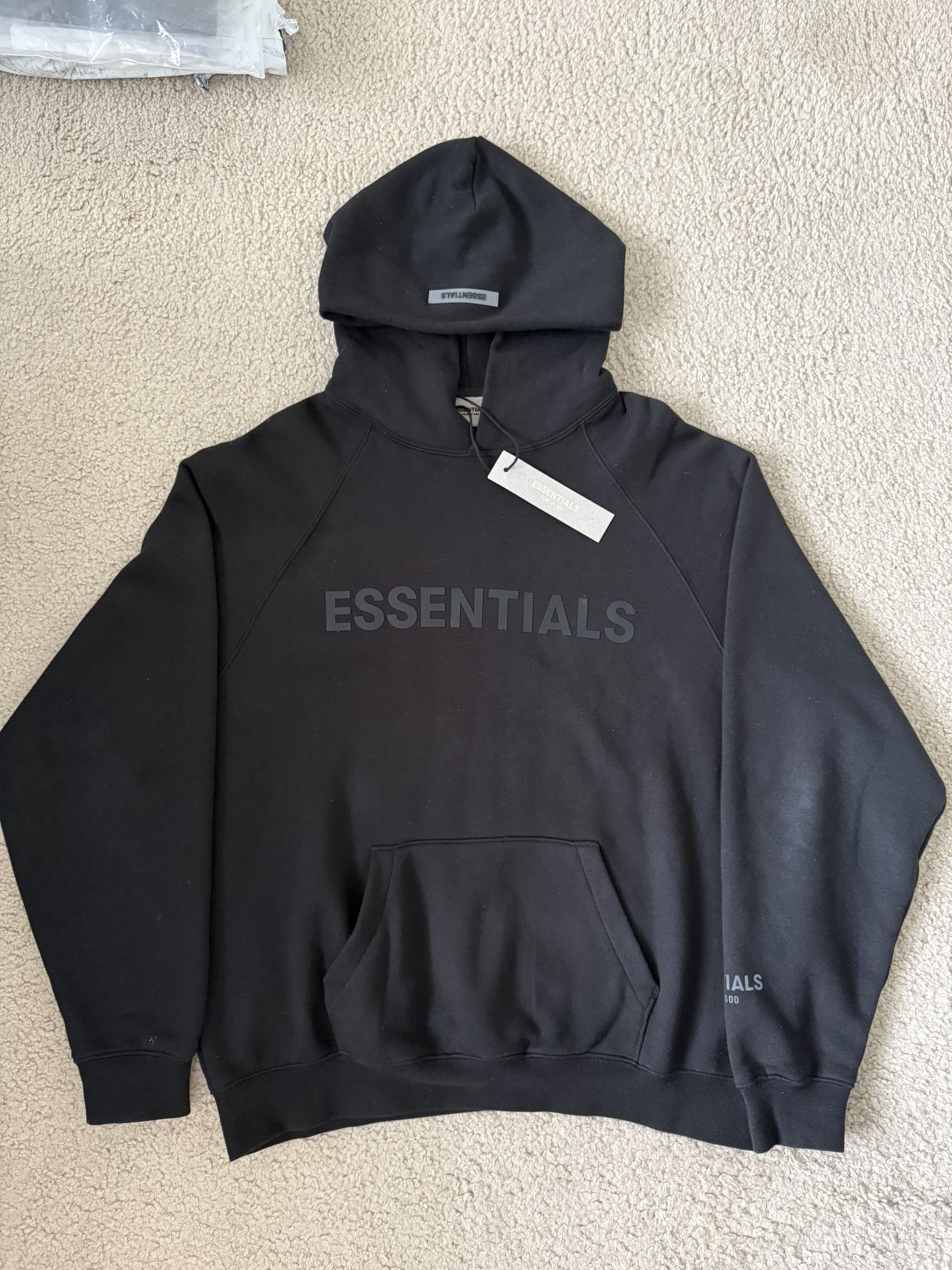 Essentials Black Appliqué Hoodie (Small)